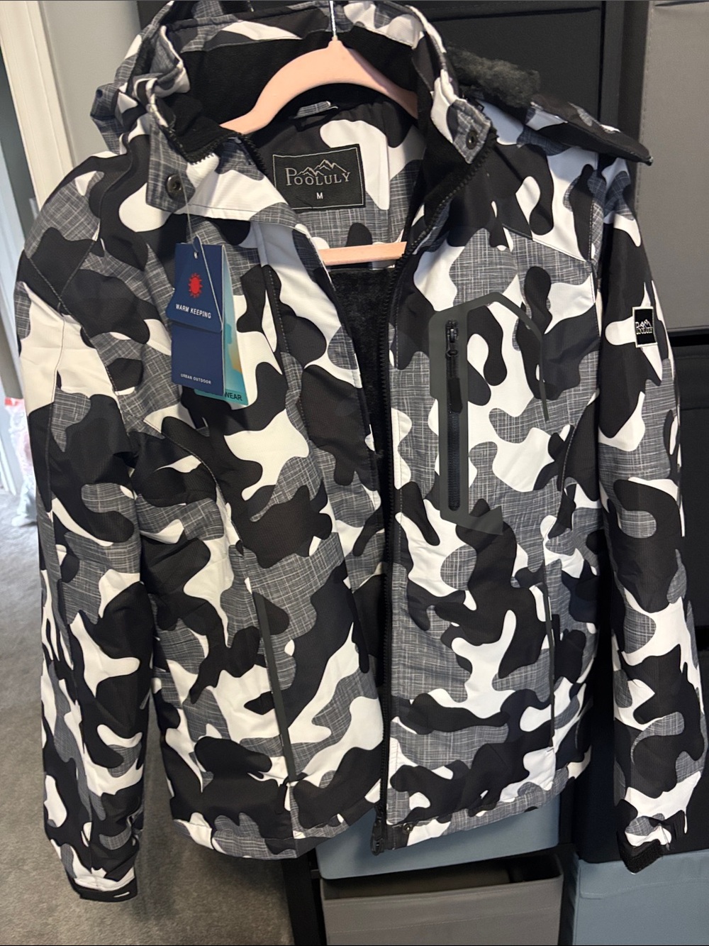 Women’s Black & White Camo Ski Jacket